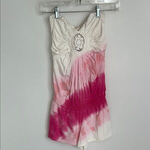 Sky Romper with Pink and White Tie-Dye